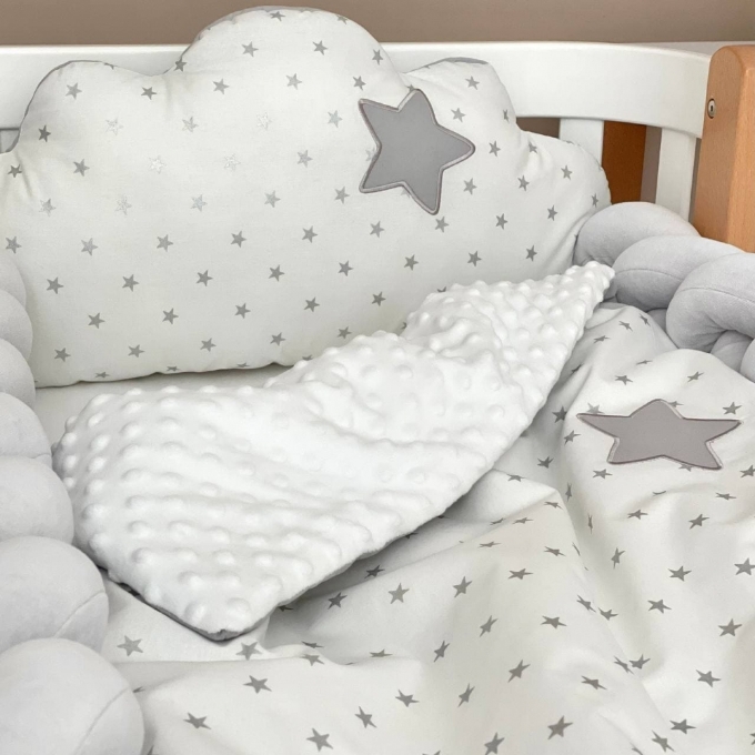 Set lenjerie patut bebecopii 8 piese Norisori gri (3)